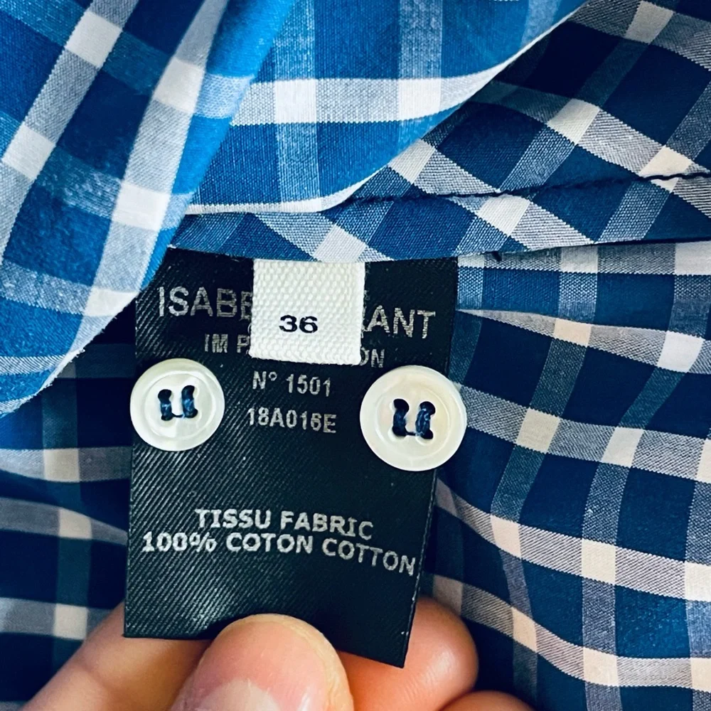 NWOT Isabel Marant bue and white checked top size 36, worn twice - Picture 5 of 10